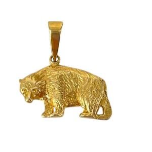 New 14k Yellow Gold Bear Pendant